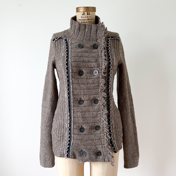 Free People Cuddle Bear Admiral Cardigan Sweater Coat Size Small Boho Fringe - Picture 1 of 10